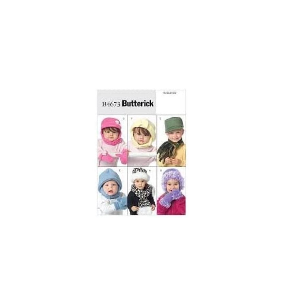 Butterick Sewing Pattern 4673 Infants Toddlers Hat Scarves Mittens